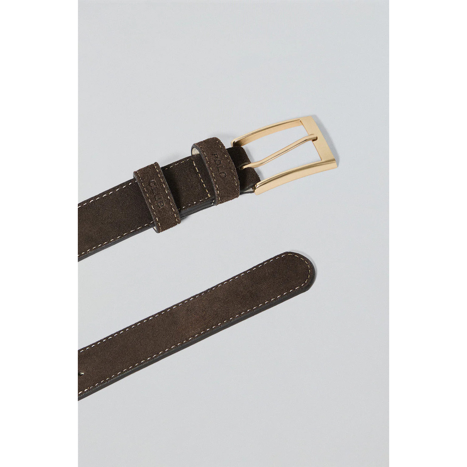 Cintura Cesar in pelle in crosta marrone con particolari Polo Club