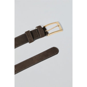 Cintura Cesar in pelle in crosta marrone con particolari Polo Club