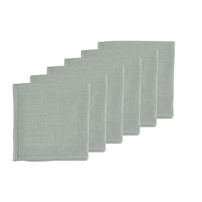 Serviette de table - 6 pièces - Lin et coton vert pâle