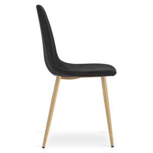 Set di 2 sedie Padva in velluto nero con gambe effetto rovere