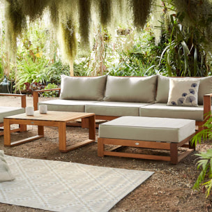 Salon de jardin en bois 5 places - Mendoza - Coussins beige. acacia. 6 éléments modulables. design