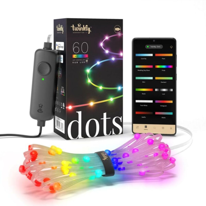 Ruban LED TWINKLY Guirlande Connect 60 LED 3M Transparent