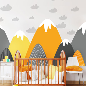 Stickers muraux enfants - Décoration chambre bébé - Autocollant Sticker mural géant enfant montagnes scandinaves ANOUSKA