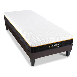 Ensemble Matelas Olympe & Sommier Kit15, 21 cm, Mémoire de Forme, Technologie Tri-Lattes, Soutien Ferme, Déhoussable
