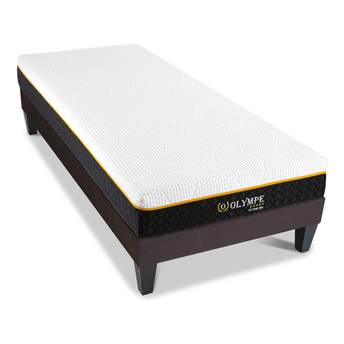 Ensemble Matelas Olympe & Sommier Kit15, 21 cm, Mémoire de Forme, Technologie Tri-Lattes, Soutien Ferme, Déhoussable