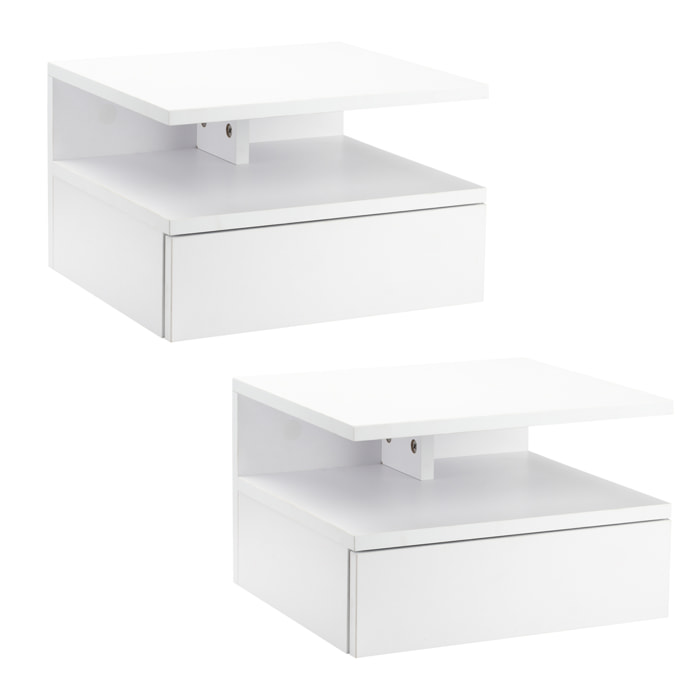 Set de 2 Mesitas de Noche de Madera 35x32x22,5 cm Blanco