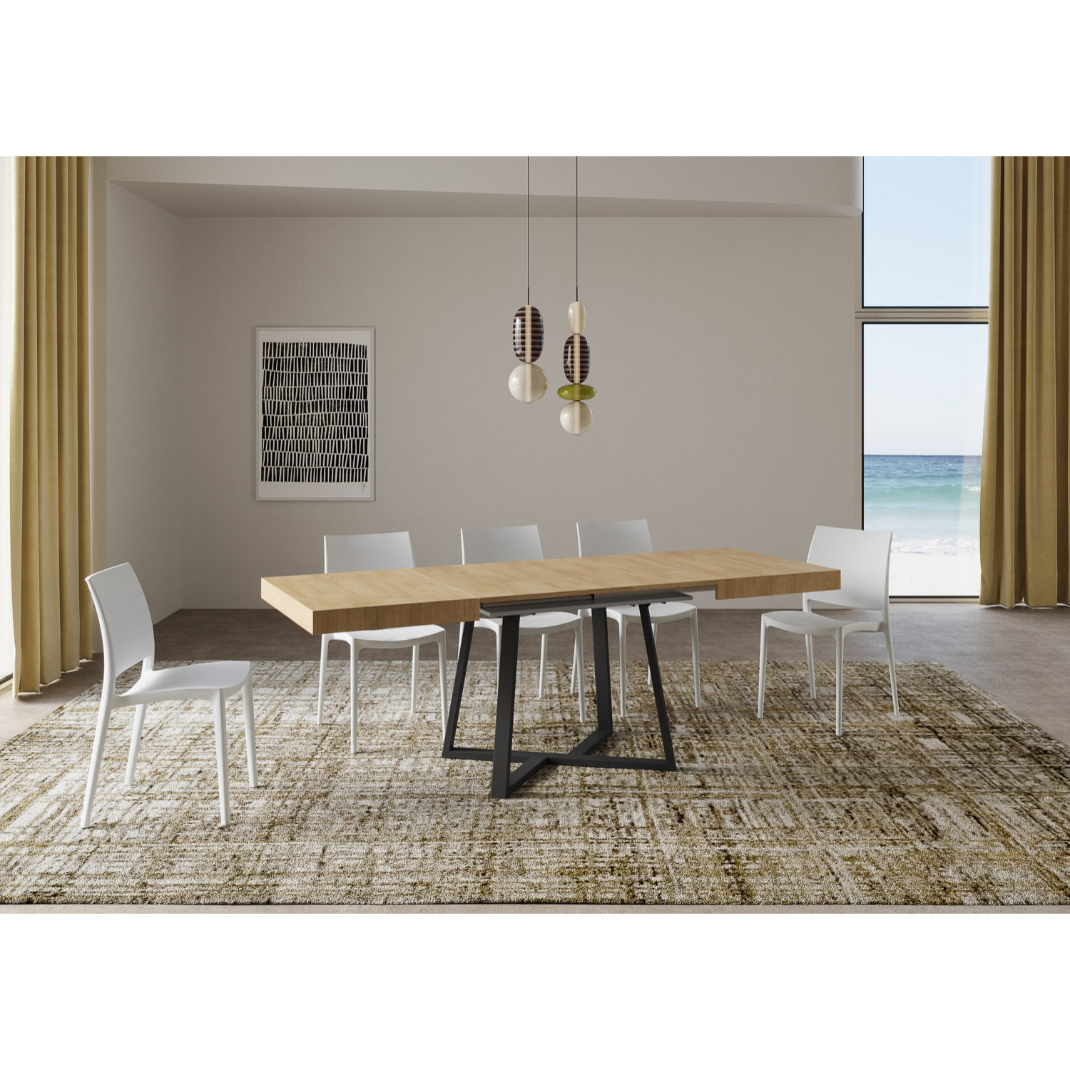 Mesa extensible 90x130/390 cm Zeplir roble natural patas antracita