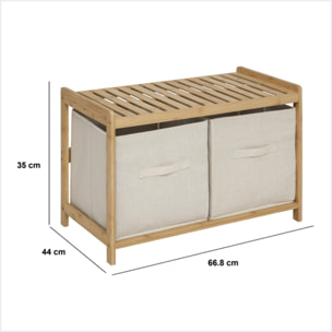 Banc de rangement "Tidy Box" avec 2 paniers en bambou marron 66,8x35cm