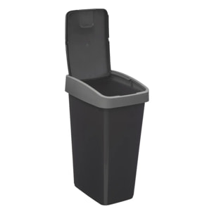 Poubelle 2 ouvertures plastique 25L gris