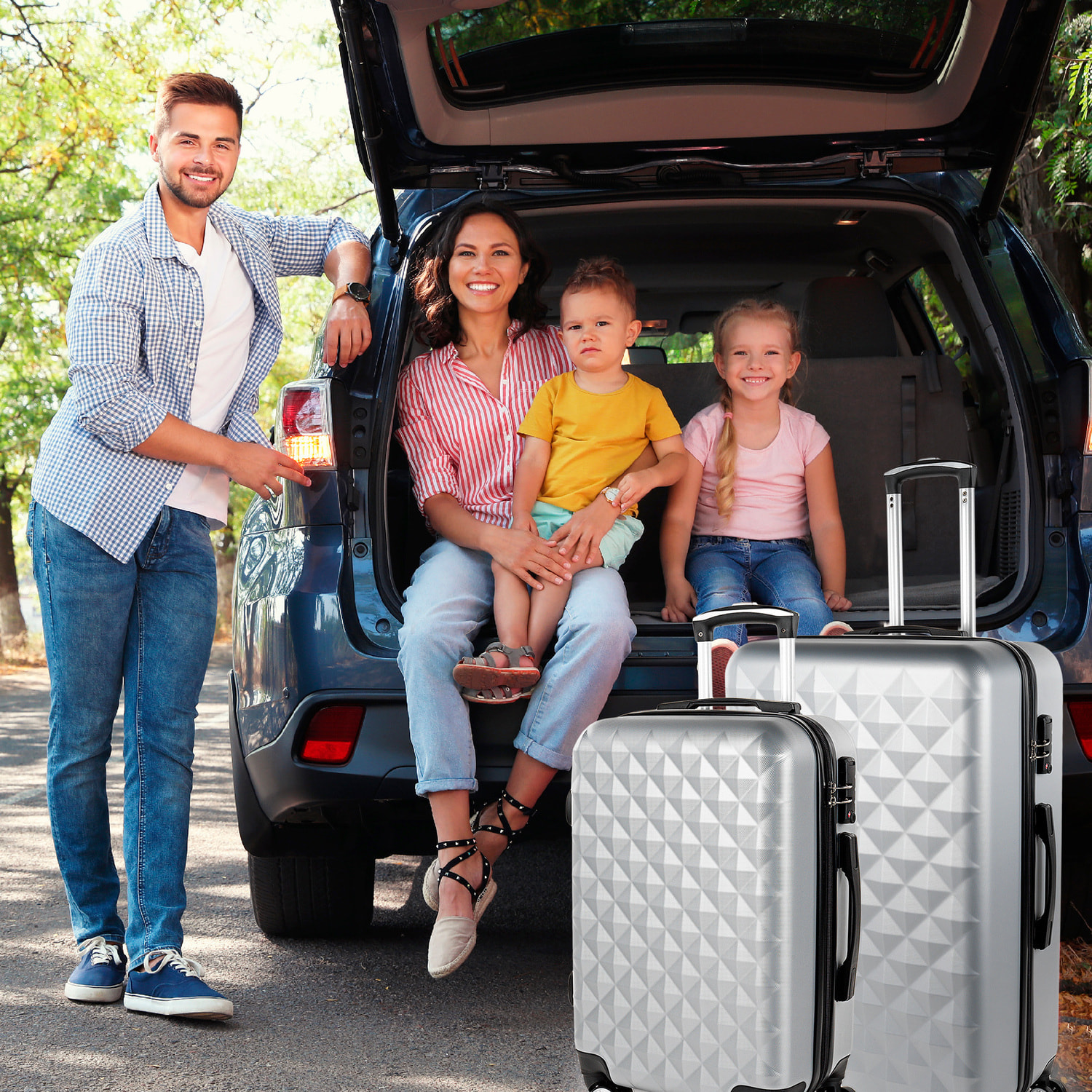 Juego De Maletas Rígidas Abs Itaca Diamond Plata