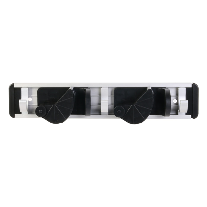 Barre Accroche-Tout - JE CHERCHE UNE IDEE - Modulable - 2 Crochets - 3 Patères - Gris et Noir
