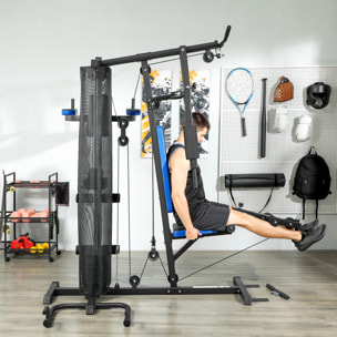 Station de musculation multi-équipement - collaboration Aosom.fr x FFHandball - 10 contrepoids - bleu