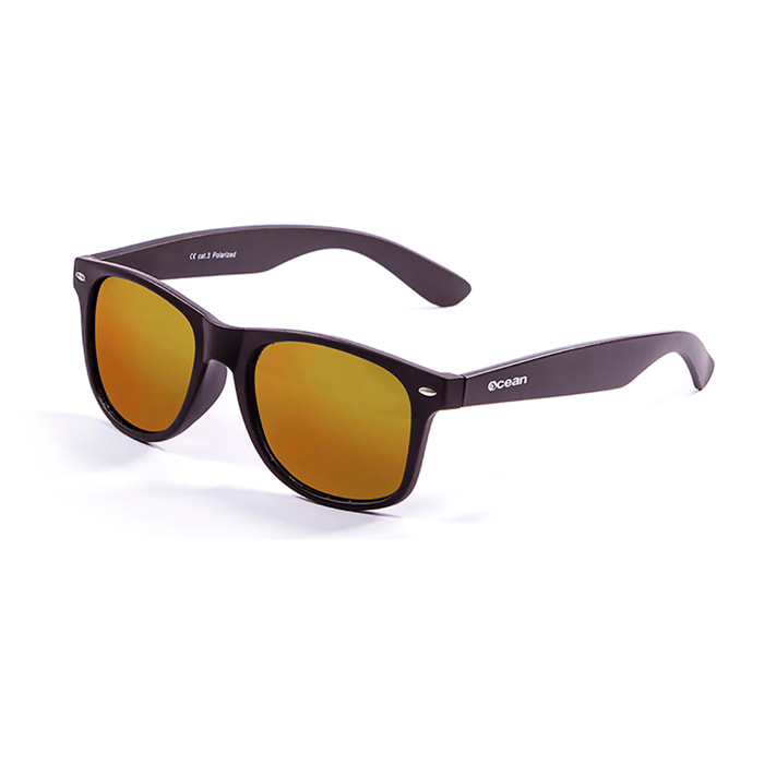Gafas de sol OCEAN BEACH WAYFARER - Negro mate con iridio naranja