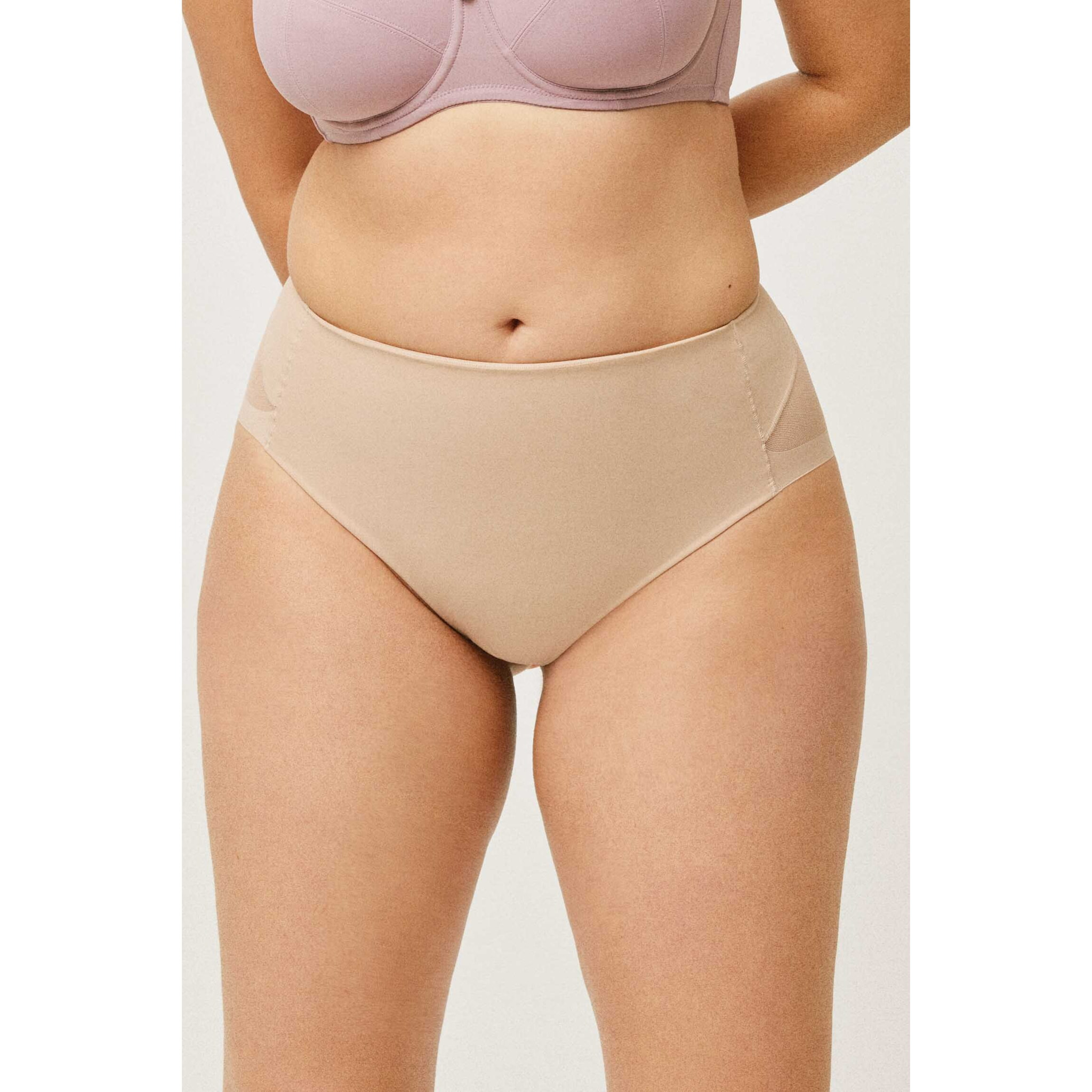 Slip riduttrice midi in tulle a compressione media beige