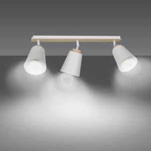 Faretto a soffitto ATLAS in acciaio bianco e legno naturale