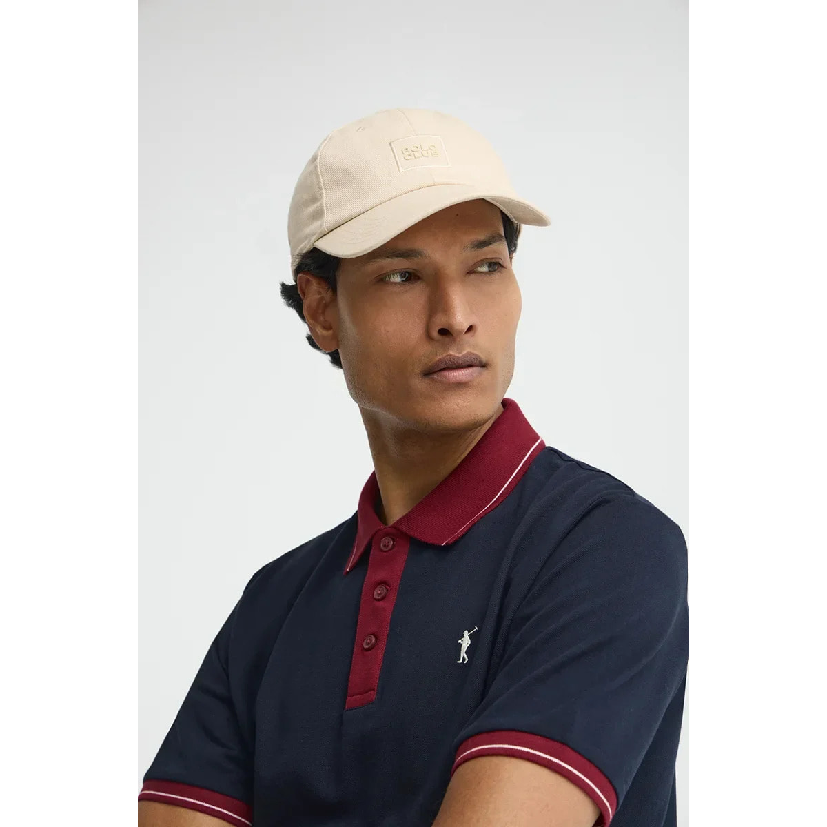 Gorra beige de seis paneles con logo Polo Club
