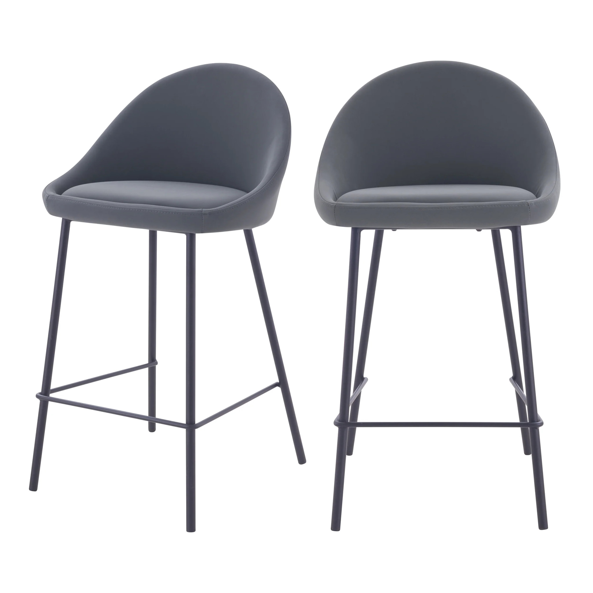 Lot de 2 chaises pour îlot central 65 cm en cuir synthétique gris - Misty