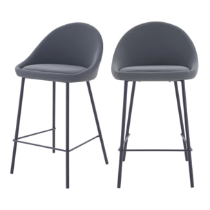Lot de 2 chaises pour îlot central 65 cm en cuir synthétique gris - Misty