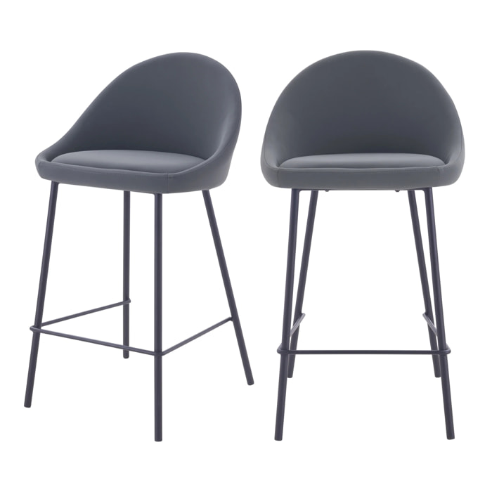 Lot de 2 chaises pour îlot central 65 cm en cuir synthétique gris - Misty