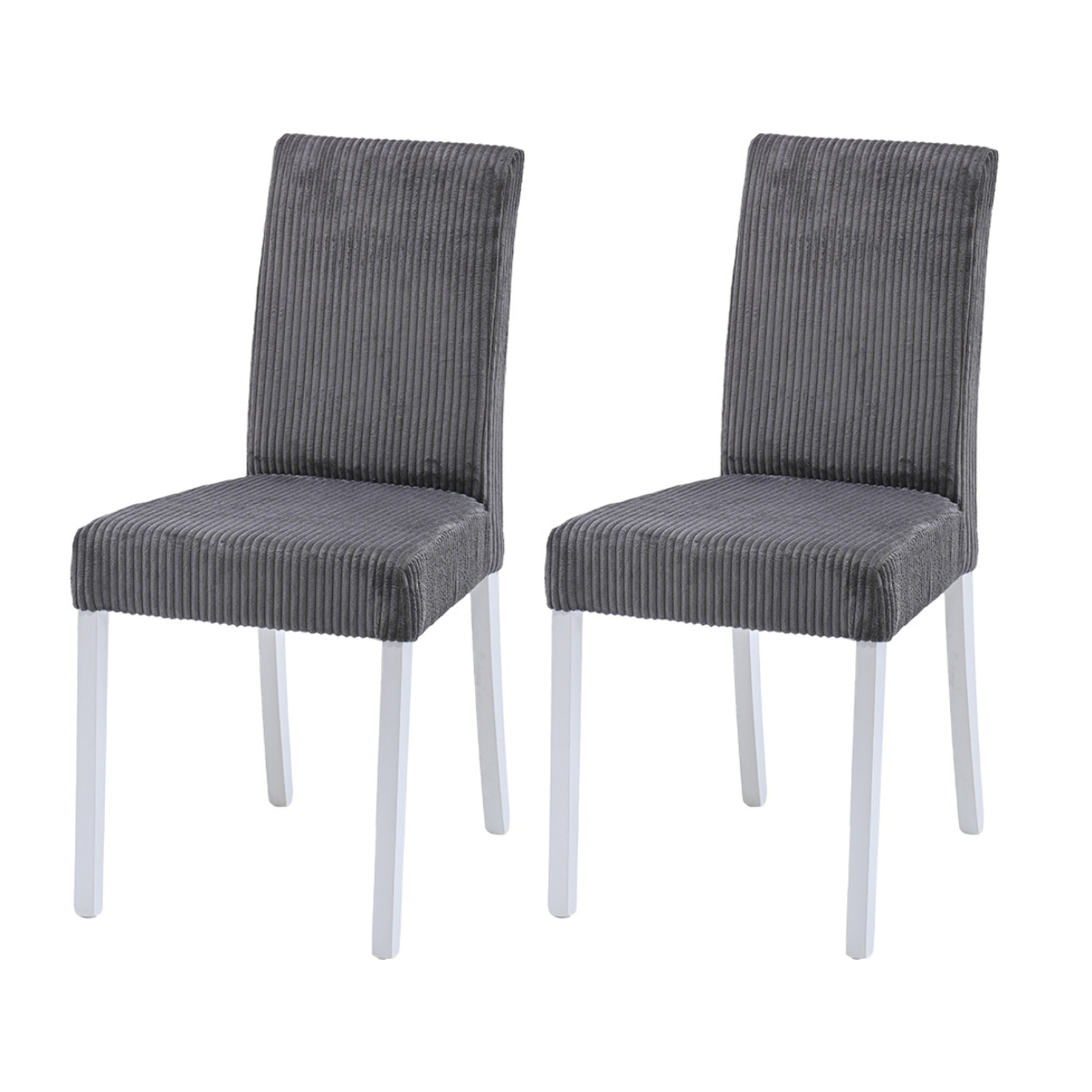 Gemma - lot de 2 chaises - en velours côtelé - Gris