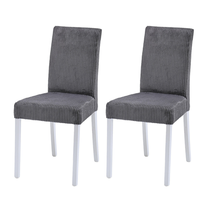 Gemma - lot de 2 chaises - en velours côtelé - Gris