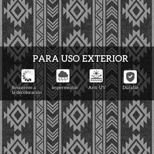 Alfombra de Exterior, 182x274 cm, Alfombra Reversible con Patrón Geométrico, Impermeable, Anti-UV, para Terraza, Balcón, Patio, Camping, Viajes en Autocaravana, Negro y Gris Claro