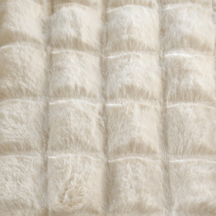 Tissu fausse fourrure imitation lapin 3D - Ecru