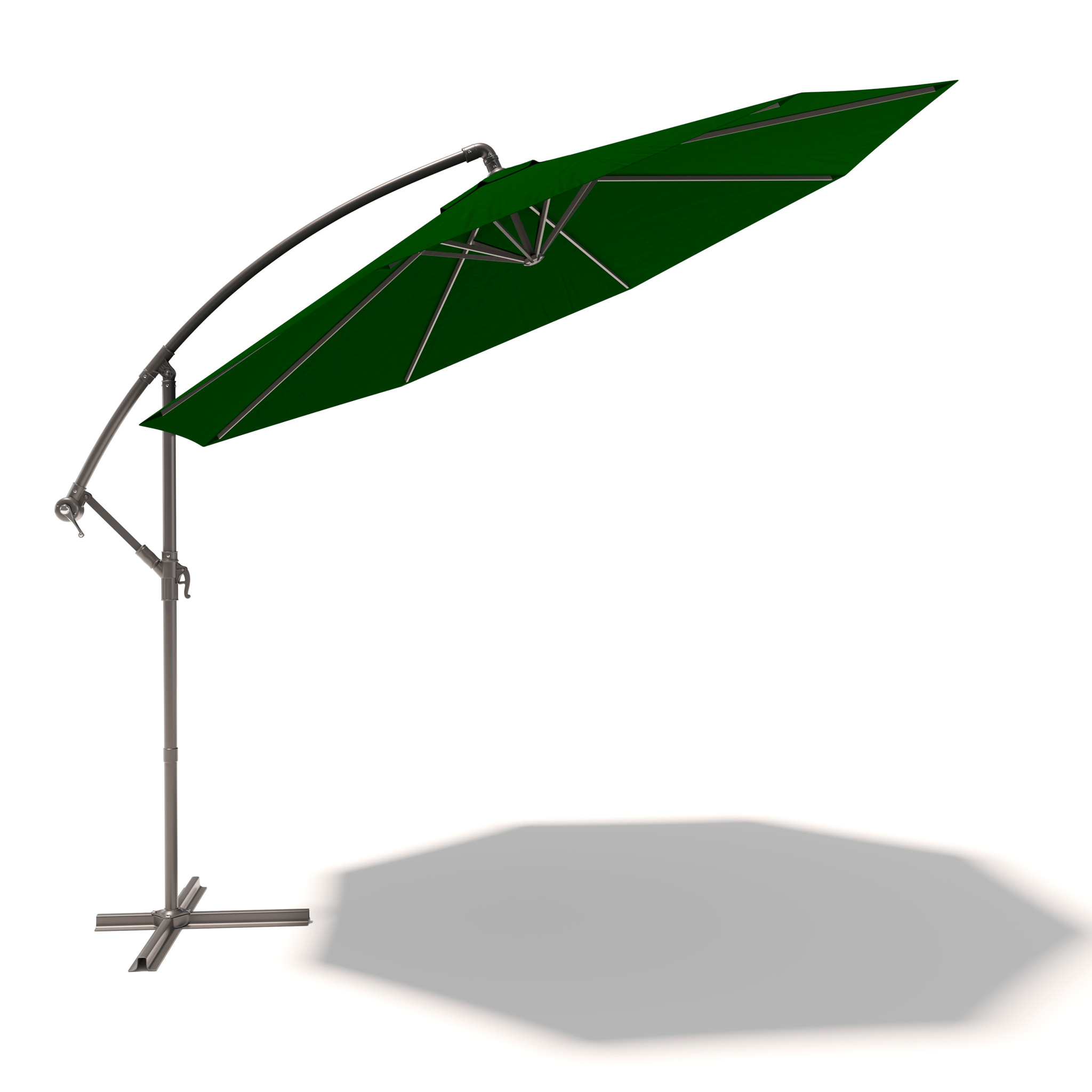 Ombrellone 3x3 M Decentrato Retrattile Braccio Rotabile Chiusura Manovella Giardino Piscina In Acciaio Inossidabile Telo 180 g/m2 Impermeabile Verde