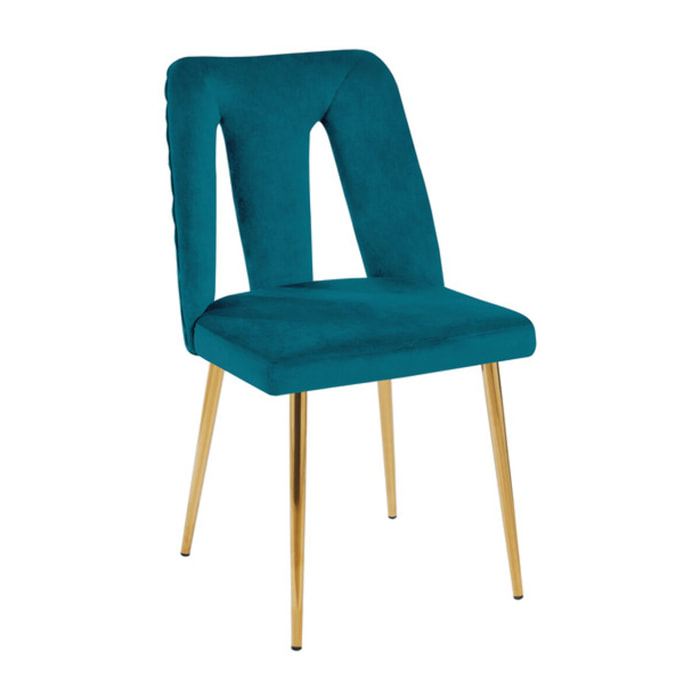 Sedia Imbottita in Effetto Velluto con Schienale Aperto e Gambe Oro, Design Moderno ed Elegante per Sala da Pranzo, Cucina, Soggiorno, Studio e Ufficio
