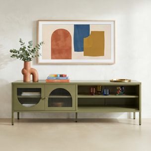 Meuble TV 2 portes 2 niches en métal - YSIA