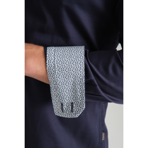 Camicia Uomo 2 Bottoni Button Down 7bottoni Doppio Coll Satin Unito Blu