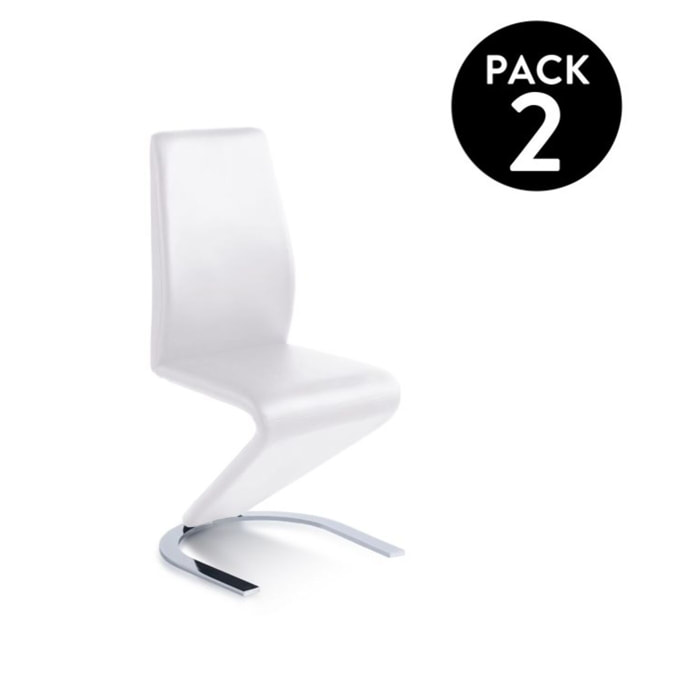 Pack 2 sillas de comedor Rin símil piel Blanco