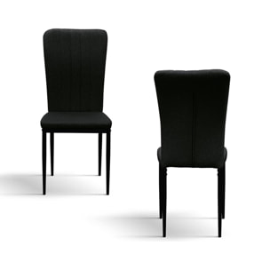 Set di 6 sedie AMSTERDAM in tessuto nero e gambe in metallo nero