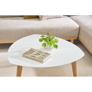 Table basse scandinave blanc et bois clair chêne L80 cm EKKA