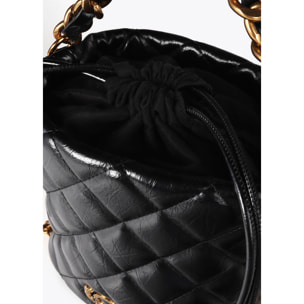 Borsa a Secchiello Trapuntata con Logo LC Leopardo