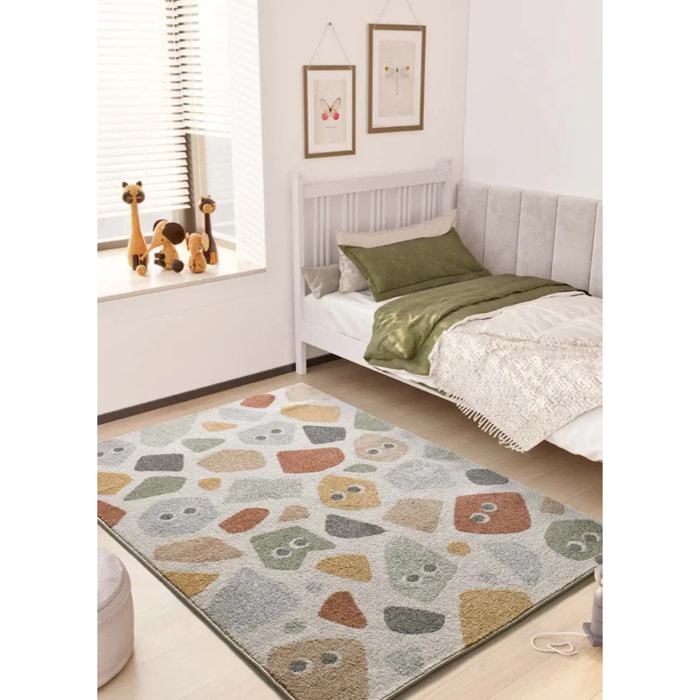 BEATS Alfombra infantil piedras animadas multicolor, 120x170 cm
