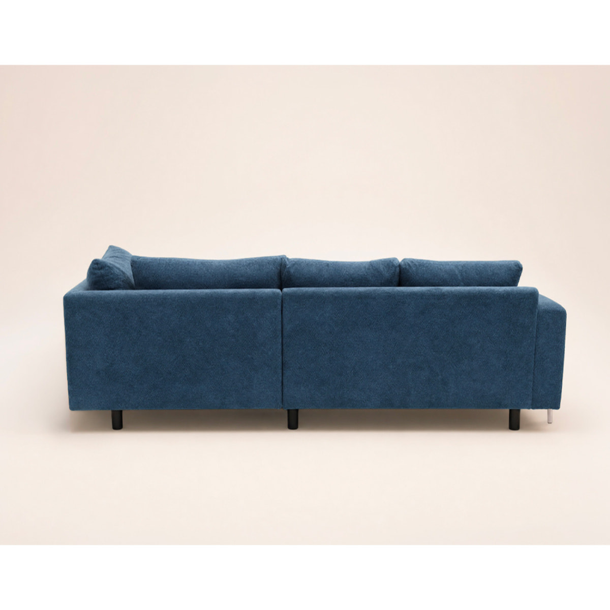 Gabin - Canapé d'angle droit 5 places en velours texturé - Bleu