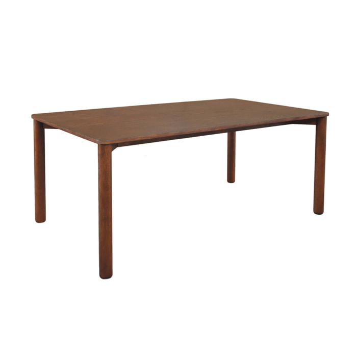 Table à manger rectangulaire bois d'hévéa et placage chêne noyer 6 places - 180 x 100 x 75 cm - Solene