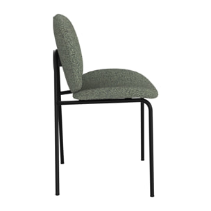 Lot de 2 chaises en tissu bouclé vert et pieds en métal noir - Iris