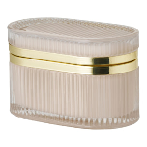 Scatola con coperchio Love in vetro costolato nude e ottone