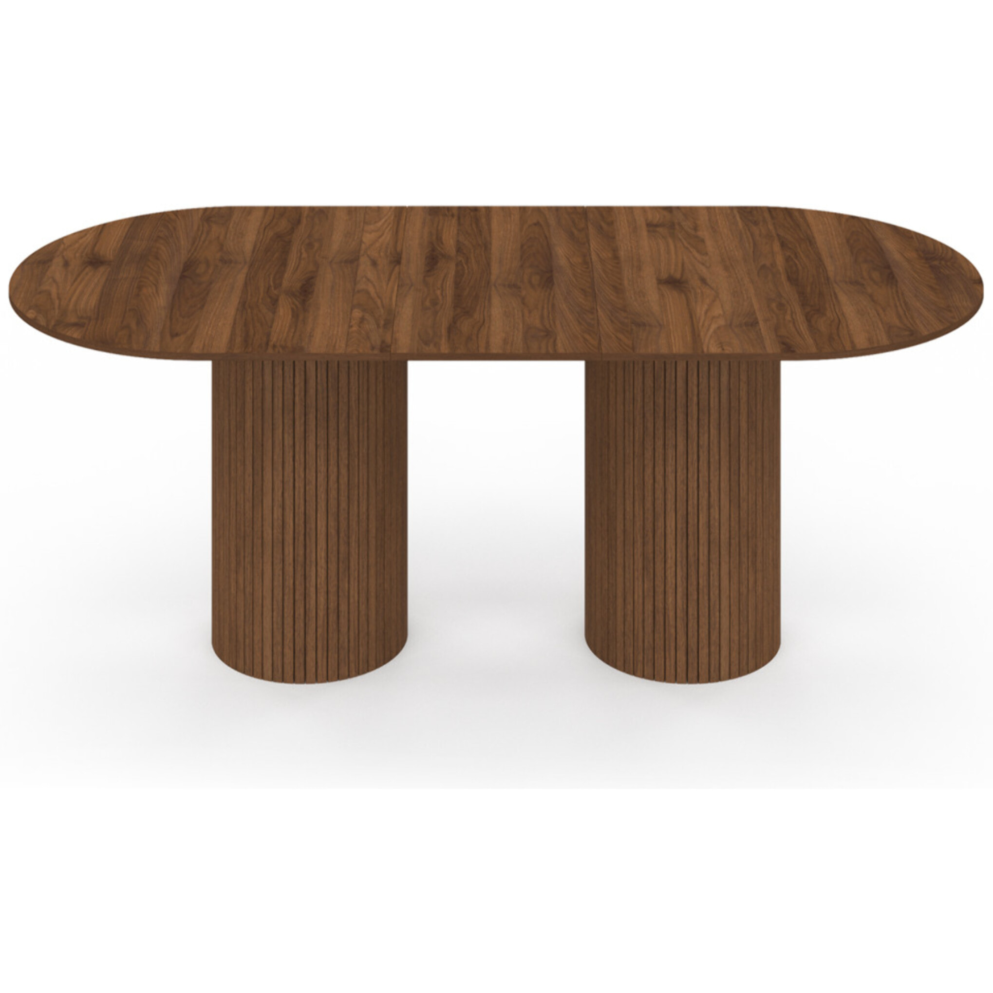 Table à manger extensible Albane 160-200cm 2 pieds pylône effet noyer