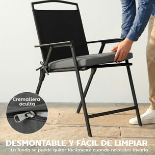 Juego de Cojines para Sillas de Comedor, 46x42x7 cm, 6 Piezas, Cojines para Sillas de Jardín con Funda Lavable y Lazos, Impermeable y Anti-UV, Gris Oscuro
