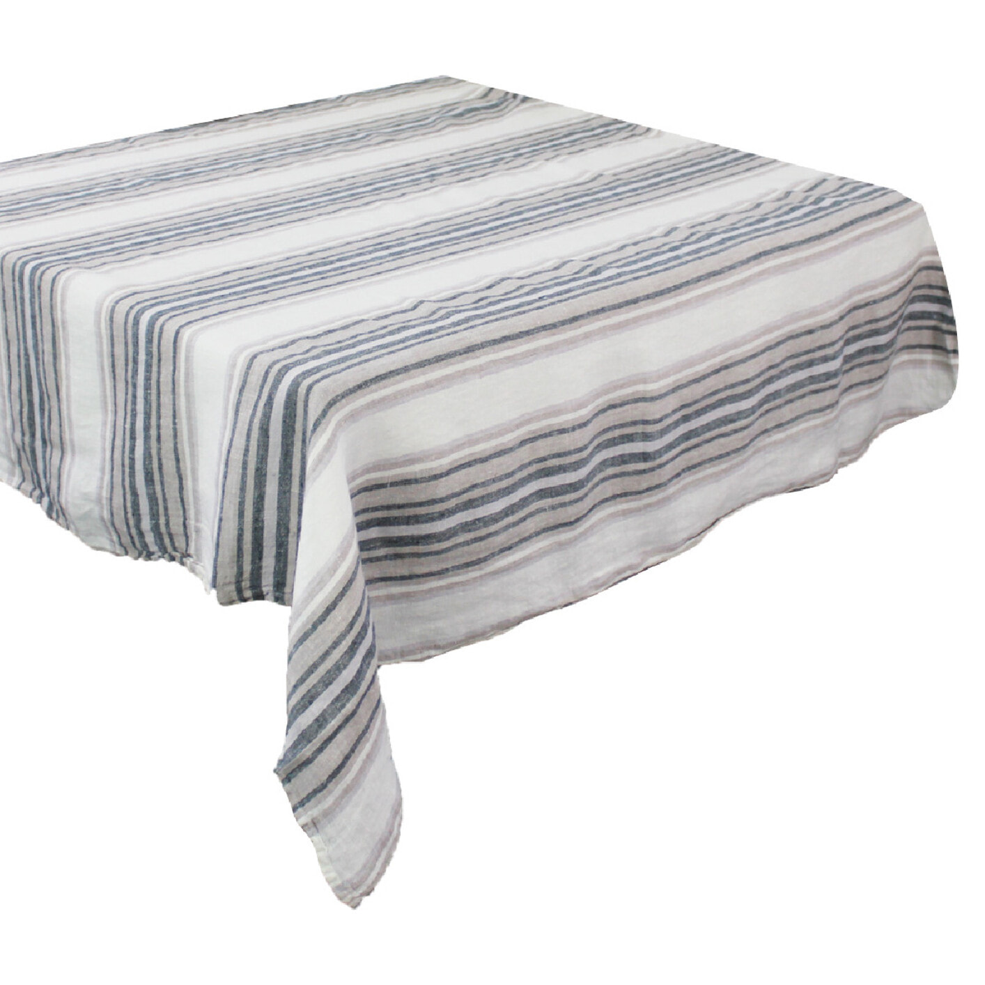 Nappe pur lin lavé 200 g/m² rayé gris beige Sombrilla naturel