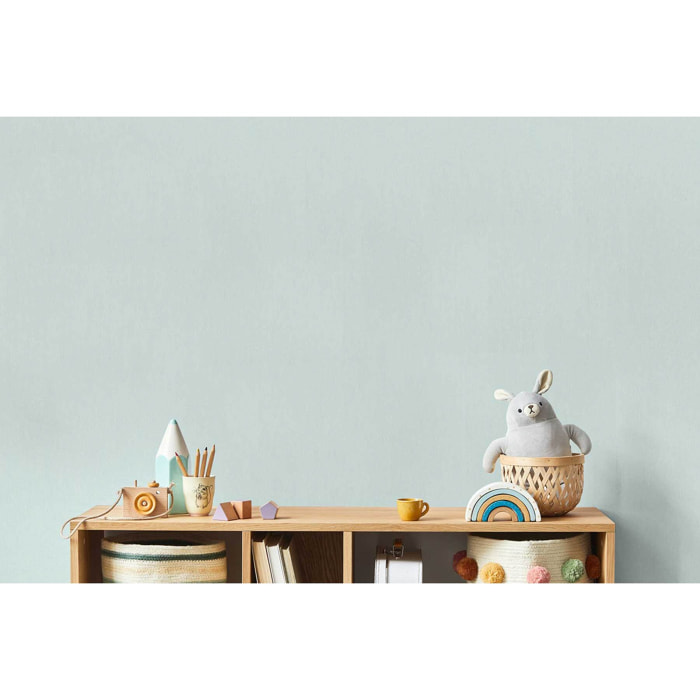 Papier peint enfant uni doux bleu menthe - tapisserie murale