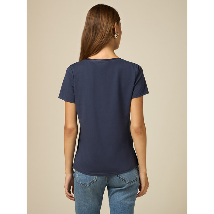 Oltre - Camiseta bimaterial - Azul