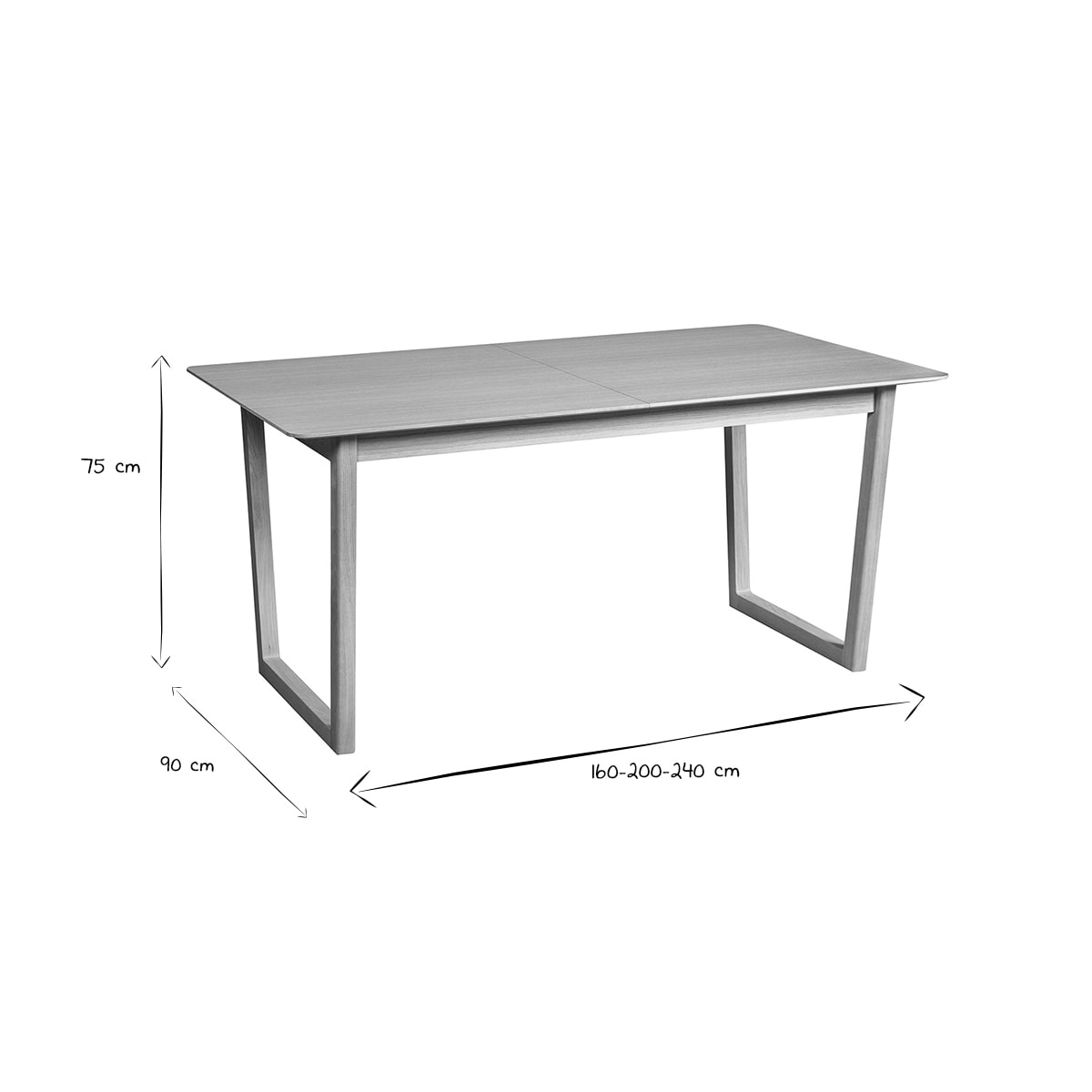 Table extensible rallonges intégrées rectangulaire bois clair chêne L160-240 cm LAHO