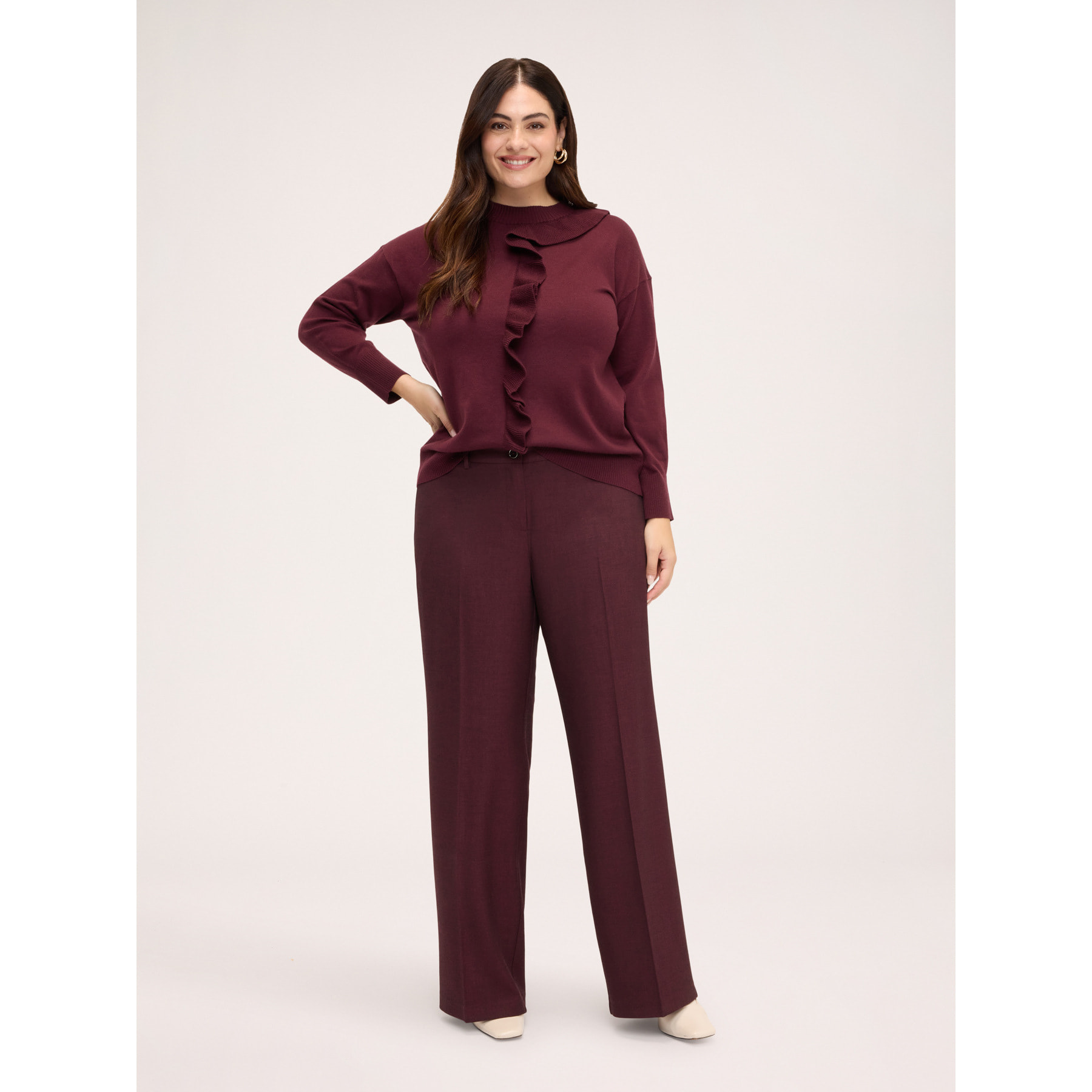 Fiorella Rubino - Pantaloni Wide Leg piega stirata - Bordeaux