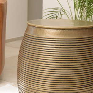 HONORE - Table d'appoint alu L40cm H45cm couleur laiton foncé strié
