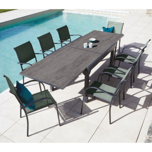 Ensemble table et chaises de jardin  - vert sauge - HONFLEUR XL SPC BEZIERS ardoise