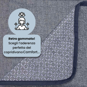 COPRIDIVANO COMFORT, Antiscivolo, Cotone+Microfibra+Fibre Varie, Made in Italy - BLU SCURO